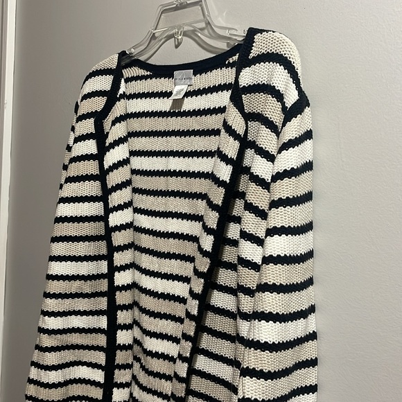 VINTAGE DANIELLE MARTIN STRIPED BOXY KNIT CARDIGAN SWEATER - Picture 4 of 7